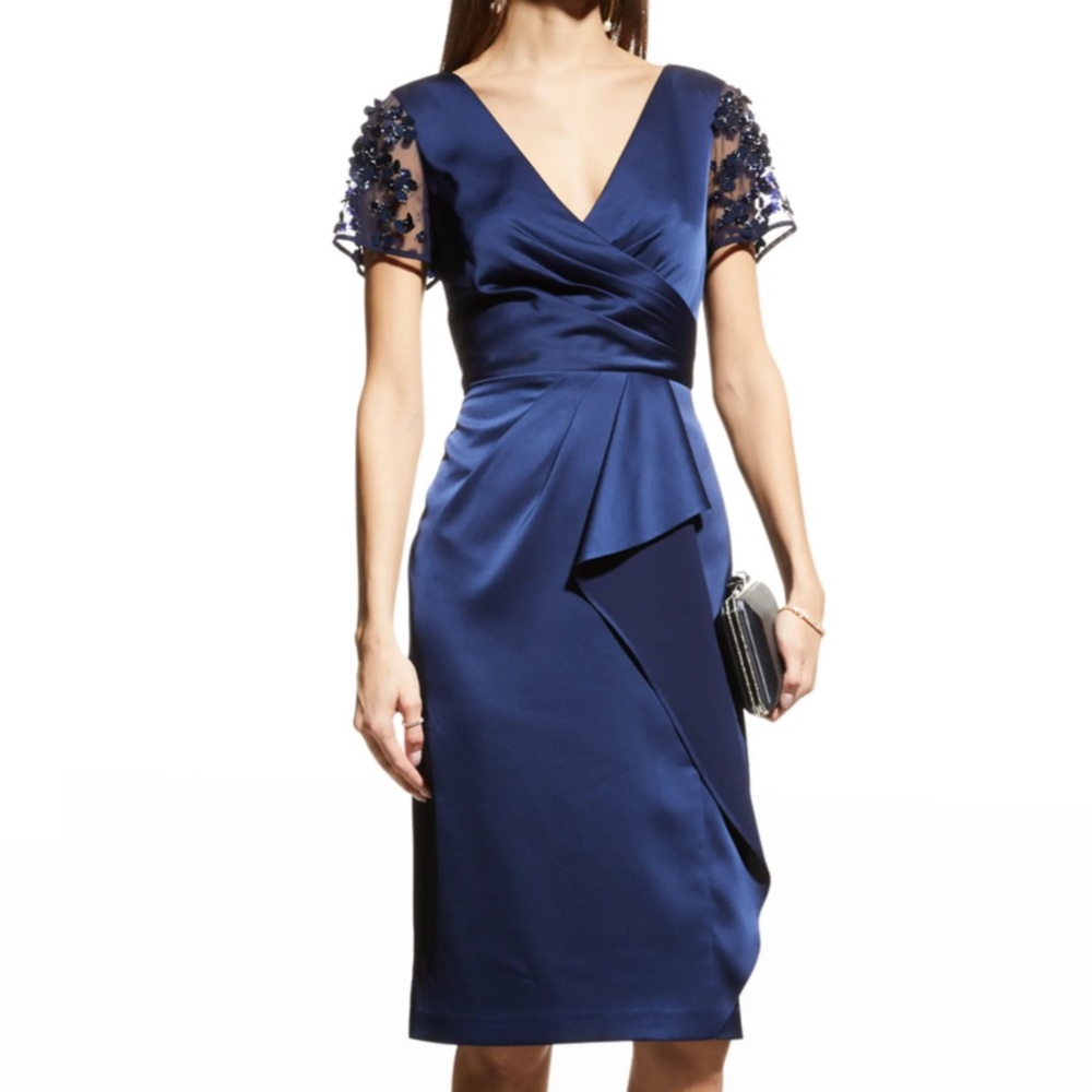 Aiden Mattox V-Neck Satin Dress